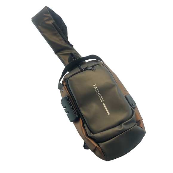 Fashion Sling unisex, Bag Anti Theft Crossbody Shoulder Chest Bag Pack Gray Brow - Picture 1 of 7